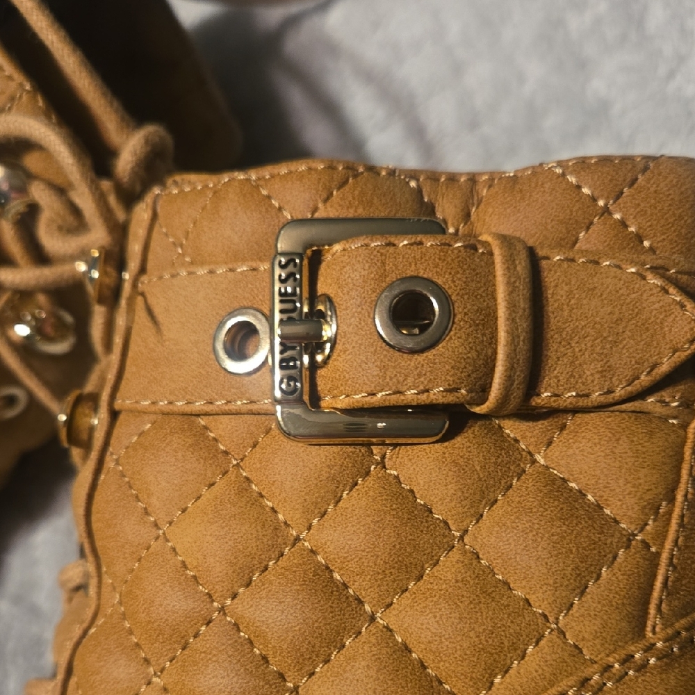 Guess Tan Quilted Boots with Buckle